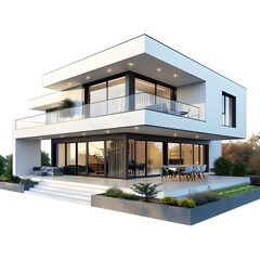 Family houses with beautiful porch american style,3d rendering of modern house,Mini house model,Luxury modern house isolated on white background,Real estate concept,illustration,92