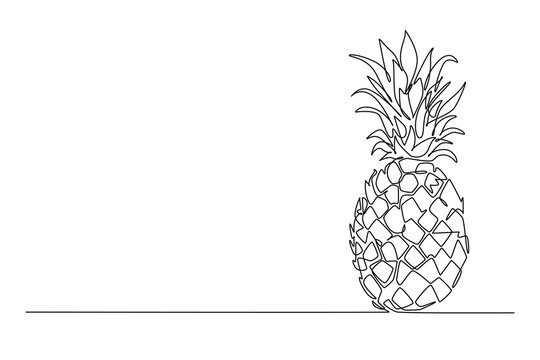 recommend clip art: Continuous one line drawing whole healthy organic yellow pineapple for orchard logo identity. Fresh summer fruitage concept for fruit garden icon. Single line draw design vector graphic illustration