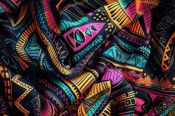 Various colorful shirts showcasing bold, ethnic African print patterns. Fashion concept