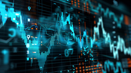 Dynamic financial data visualization showcasing market trends and analytics,Finance, trade, analytics and infographic concepts