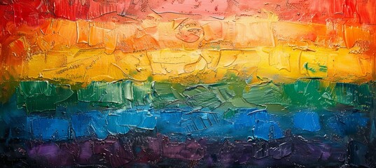 Abstract LGBT rainbow flag on paint texture background. Pride gay lesbian gender equality wallpaper. Generative AI technology.