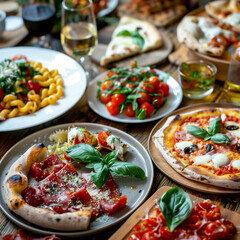 Italian Cuisine with Pizza, Pasta, and Salads