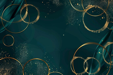 Dark turquoise background with gold circles for premium property displays.