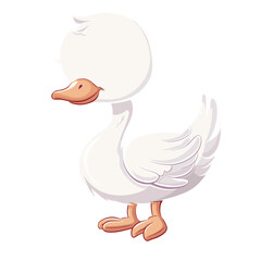 white duck with a brown beak and wings