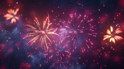 Stunning illumination for festive display of vibrant fireworks against dark sky