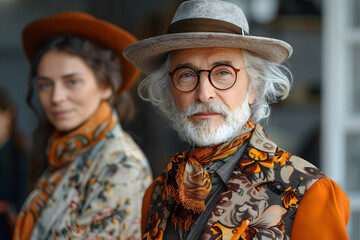 Middle-aged male costume designer, fashion, elegant and realistic. - Powered by Adobe