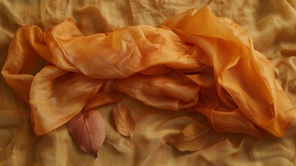 A muted orange cotton bandana dyed with onion skins resulting in a natural and earthy hue.