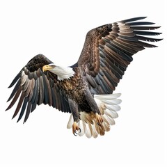 Obraz premium Majestic bald eagle soaring overhead vectro white background