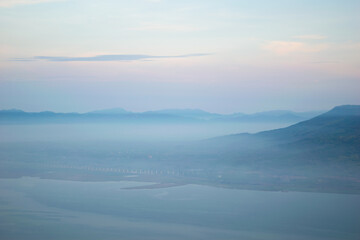 Nature, sky, mountain view and beautiful fog.