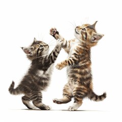 Playful kittens chasing each other around the room 