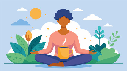 With a calm mind and rejuvenated spirit the rest of the day can be approached with a sense of clarity and purpose thanks to the mindful preparation and enjoyment of herbal tea.. Vector illustration