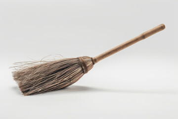 Traditional handcrafted broom on a white background, perfect for natural and eco-friendly cleaning.