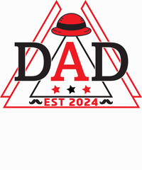  Happy Father's Day, Dad EST 2024, Dad t-shirt design, and Father's Day T-shirt design for dad lovers. 
Ready to print for apparel, poster, and illustration. Modern, simple, lettering.
