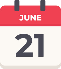 Fototapeta premium June 21 - Daily Calendar Icon in flat design style