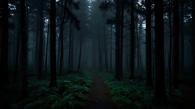 icture of a dark and foggy forest