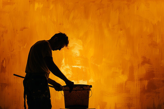 Silhouette of man house painter worker, depicting craftsmanship
