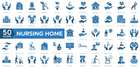 Nursing Home icon. Elderly Care, Senior Living, Nursing Staff, Arthritis Care, Quality of Life, Geriatric Care, Medical Assistance, Senior Housing, Long Term Care, Healthcare Services