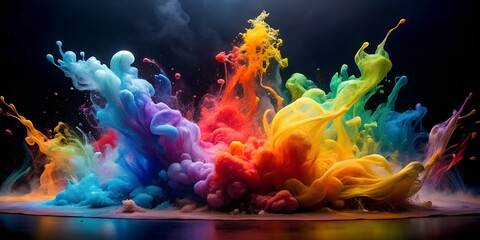 Abstract Splash of Color Paint, Water, or Smoke on Dark Background