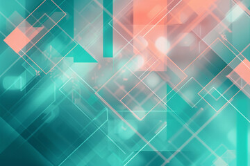 Modern abstract in teal and coral with geometric forms ideal for tech-themed designs.