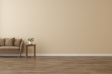 Cozy living area scene. Interior of living minimal style with empty space for products presentation or text for advertising.
