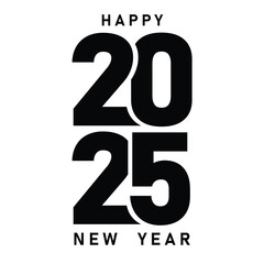 2025 happy new year text logo design