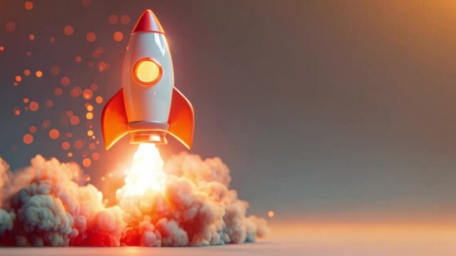 3d rocket emoji taking off and launching  with flames and smoke, stocks and crypto concept Generative AI