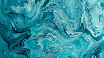 Naklejka premium teal fluid art marbling paint textured background