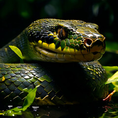 Fototapeta premium Green anaconda snake