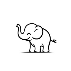 Naklejka premium Cute Cartoon Elephant Outline Drawing 