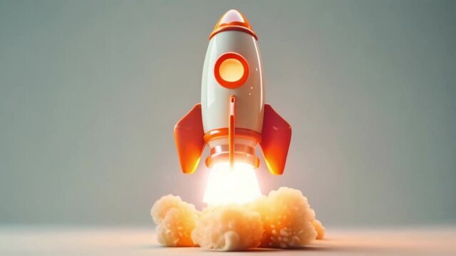 3d rocket emoji taking off and launching with flames and smoke, investment stocks and crypto concept Generative AI 