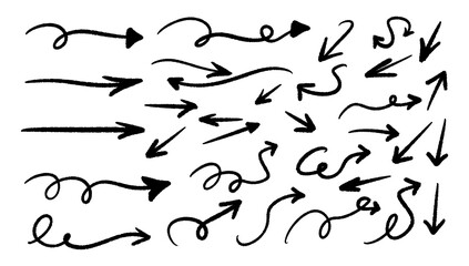 Scrawls and scribbles. Direction pointers arrows.