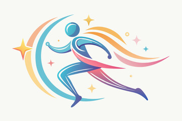 Fototapeta premium Streaked runner with stars, dynamic motion, June 5. Global Running Day concept.