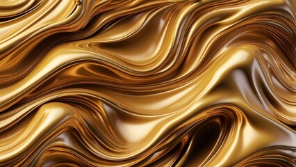 abstract 3D background with flowing liquid gold texture Generative Ai.