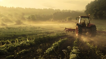 Fototapeta premium Ethereal Agriculture: A Cinematic 8K Journey Through Lush Fields and Crop Details