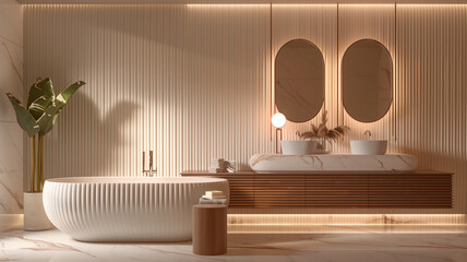 Bathroom sink room with modern and classic feature mirror, luxurious and clean room, Generative AI,モダンでクラシックな特徴的な鏡があるbathroom sinkの部屋、豪華な綺麗な部屋、Generative AI