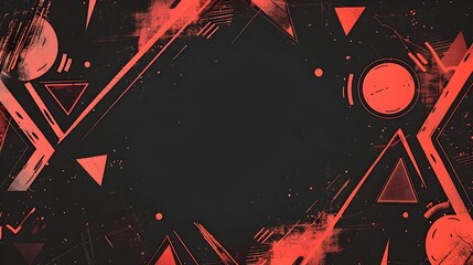 Vibrant Geometric Abstract Shapes and Patterns in Striking Red and Black Color Scheme for Banner or Flyer Design