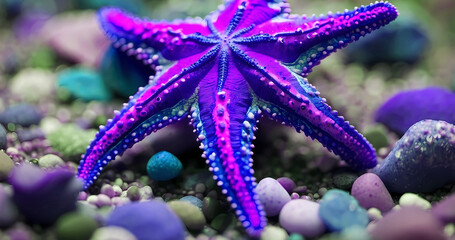 Beautiful colorful close up sea starfish background