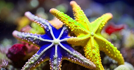Beautiful colorful close up sea starfish background