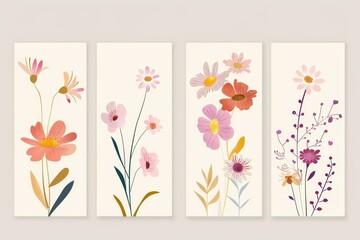 Obraz premium Modern Abstract Floral Art Minimalist Daisy Collection Poster Card Print Design