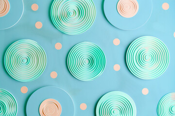 Fototapeta premium Slate blue healthcare technology backdrop with mint and peach accents.
