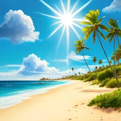 Image of Realistic background for the summer season printed on Printed Glass Splashbacks