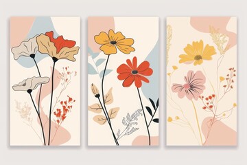 Modern Abstract Floral Art Minimalist Daisy Collection Poster Card Print Design