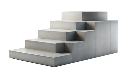 Tiered Concrete Pedestal – Steps Design: A multi-tiered concrete pedestal with step-like design, ideal for showcasing multiple products, isolated on a white background.
