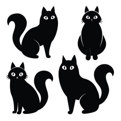 Set of Birman animal black vector on white background