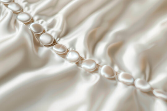 Elegant White Satin Buttons: Close-Up Details for Wedding Attire - timeless wedding imagery  - classic wedding aesthetics  - Adaptable Background Art  - elegant wedding compositions 
