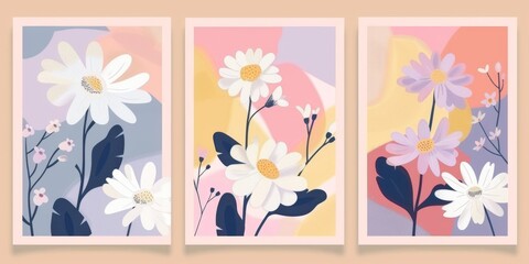 Modern Abstract Floral Art Minimalist Daisy Collection Poster Card Print Design