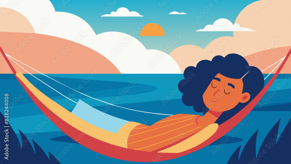 Aufkleber while lying in a hammock a person closes their eyes and focuses on their breath allowing the gentle 