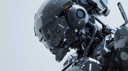 Fototapeta premium The future robot is scary and black