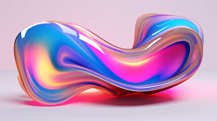 Holographic iridescent 3d fluid shapes, abstract colorful bright liquid amorphous rainbow bubbles, fluorescent chameleon gradient vector elements of various forms illustration