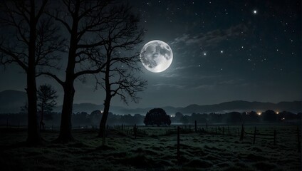 A poem about the moon casting its silver glow over a tranquil, midnight landscape ai_generated